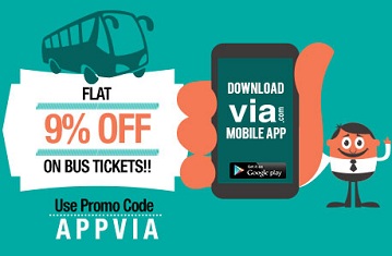India Desire : Via Bus Booking Coupon & Offer : Flat 9% Off On Bus Booking From Via App [APPVIA]